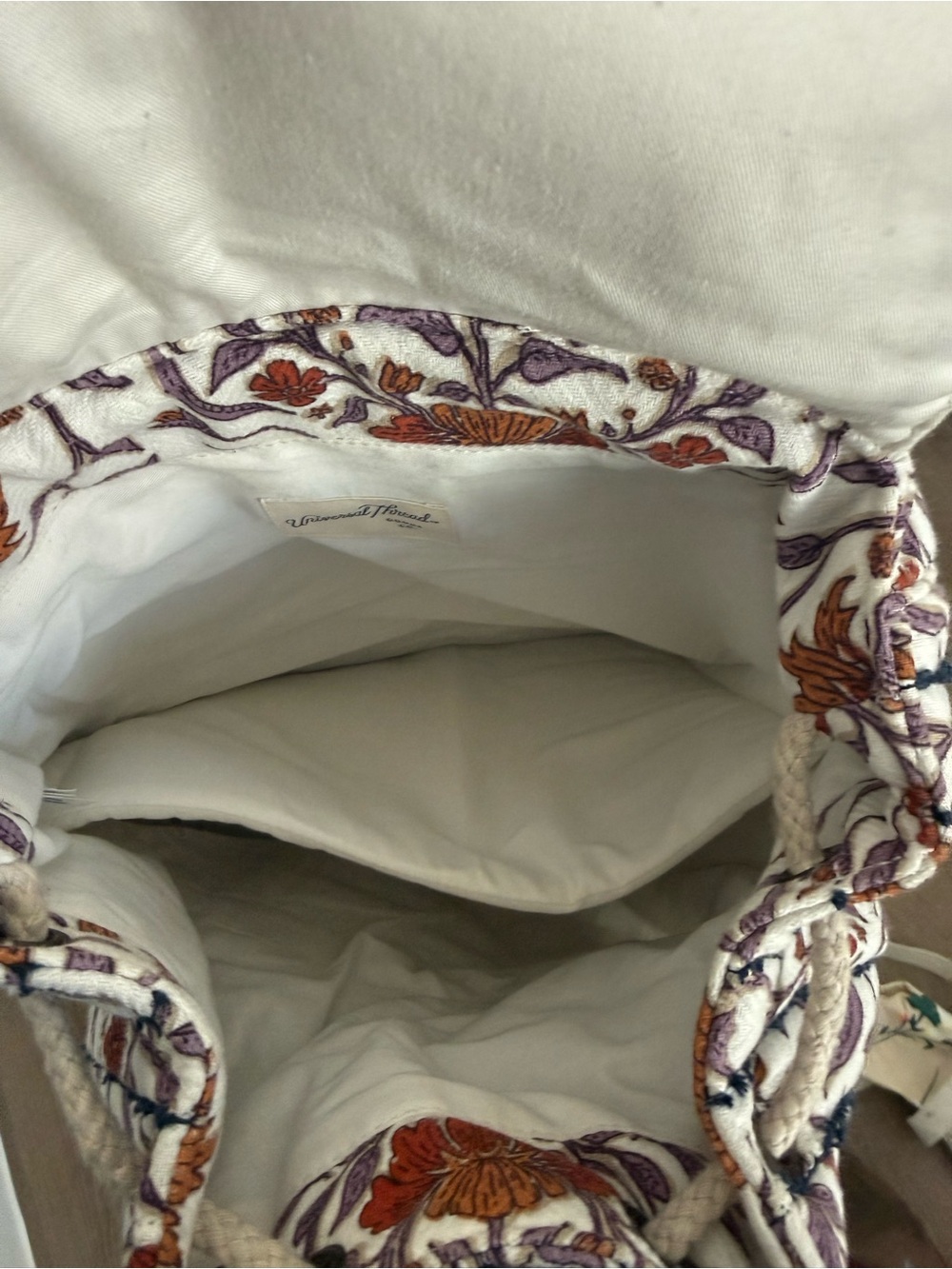 Universal Thread Cream Floral Canvas Drawstring Backpack - Picture 7 of 11